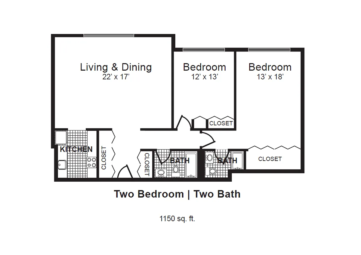 Floor plan 2 Bedroom 2 Bath