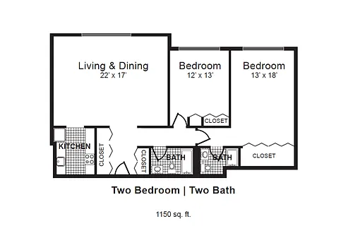 Floor plan 2 Bedroom 2 Bath