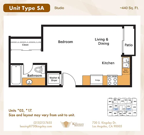 Floor plan Studio - No Parking