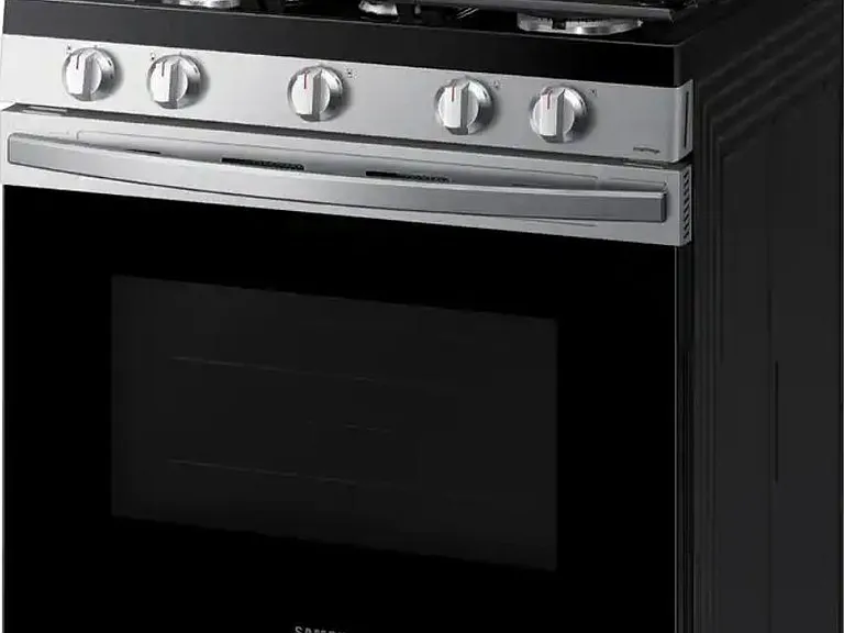 Full-size gas range and oven.