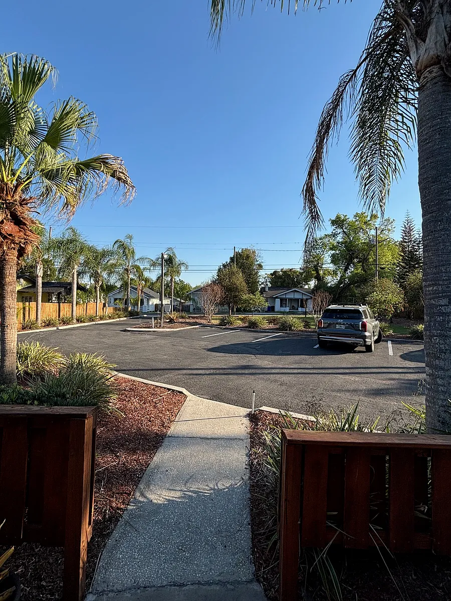 View of Lime Street and Front yard from the private patio. - 828 E Lime St #2