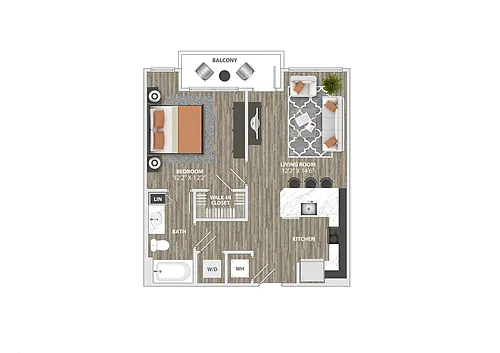 Floor plan A1 - 1 Bedroom - 1 Bath