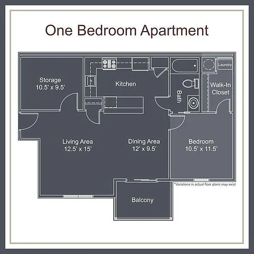 Floor plan Building 41 - 1-Bedroom Small