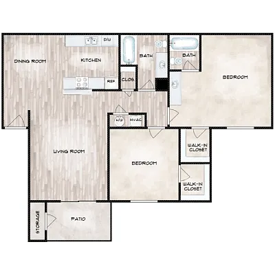 Floor plan 2 Bedroom 2 Bathroom