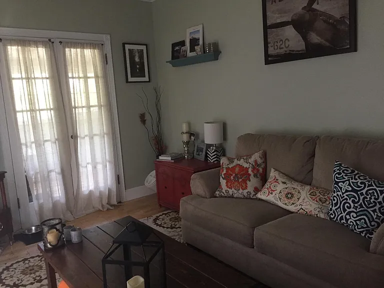 Living Room with french doors to sun room