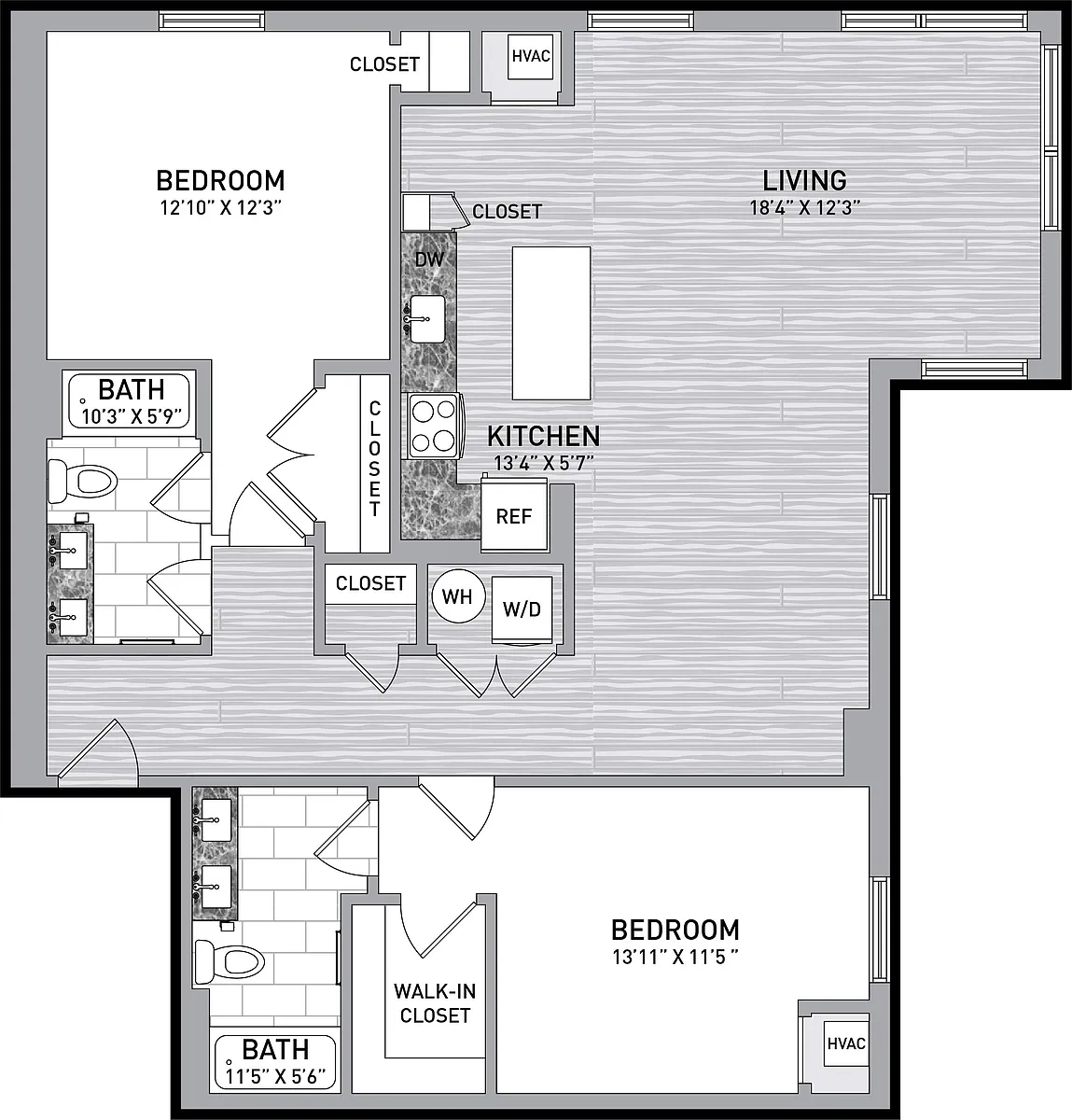 Floor plan 2 Bed 2 Bath-B5