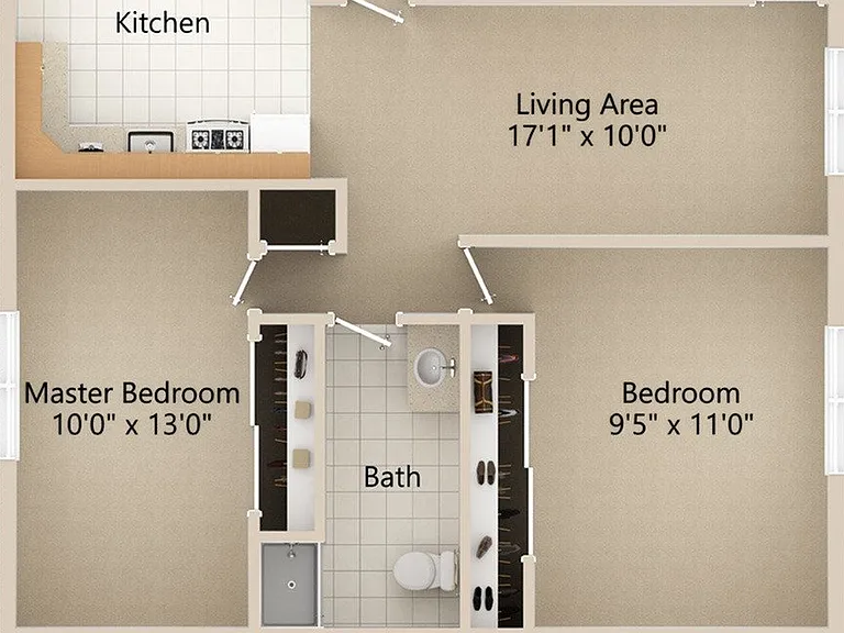 2 Bedroom Layout at Second Street Apartments 2 Bedroom Layout at Second Street Apartments