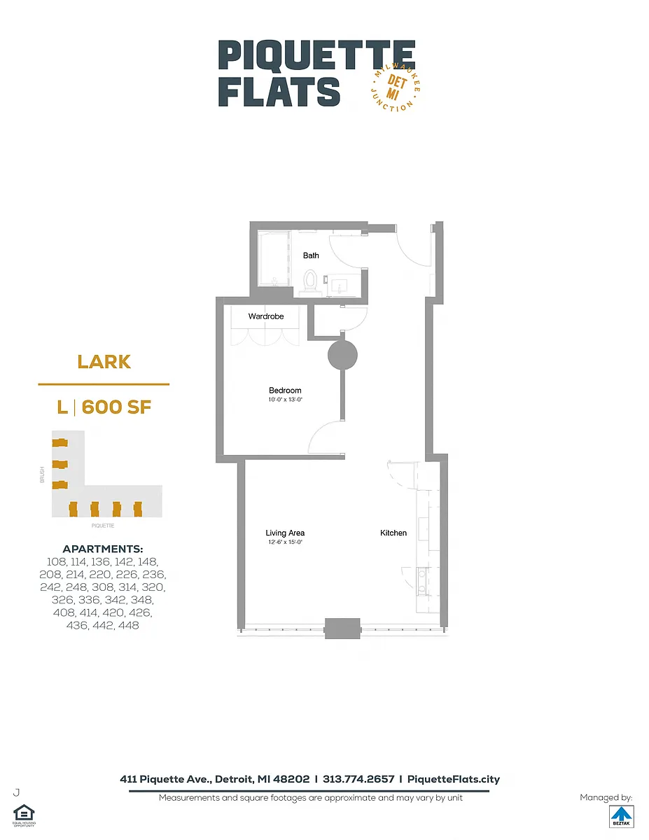 Floor plan Lark XL 1 Bedroom