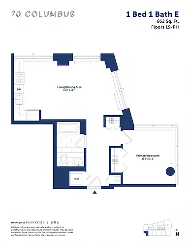 Floor plan 1 Bed 1 Bath E
