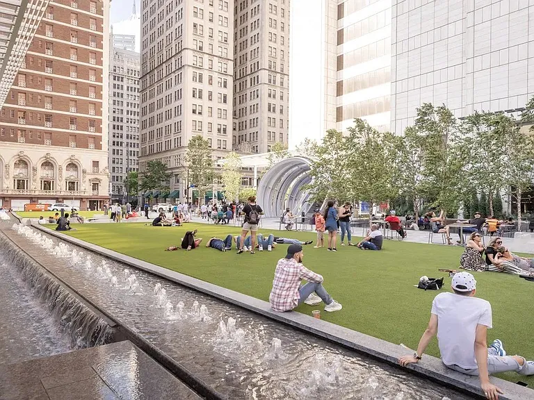 Relax at AT&T Discovery District's inviting lawn, a downtown Dallas favorite