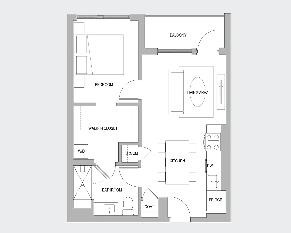 Floor plan 1 BR F