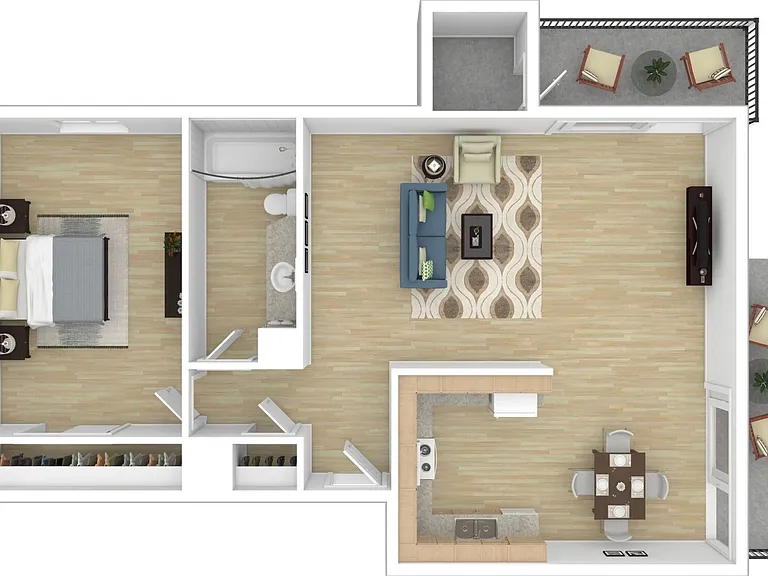 One bedroom floorplan