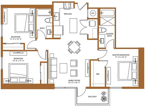 Floor plan 3 Bed/2 Bath-C1