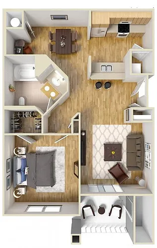 Floor plan 1X1 INT - M