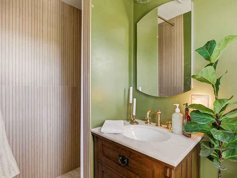 Master bath. Newly remodeled with tile shower and heated tile floors.