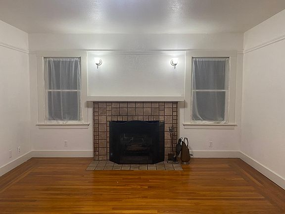 Living room with working fireplace