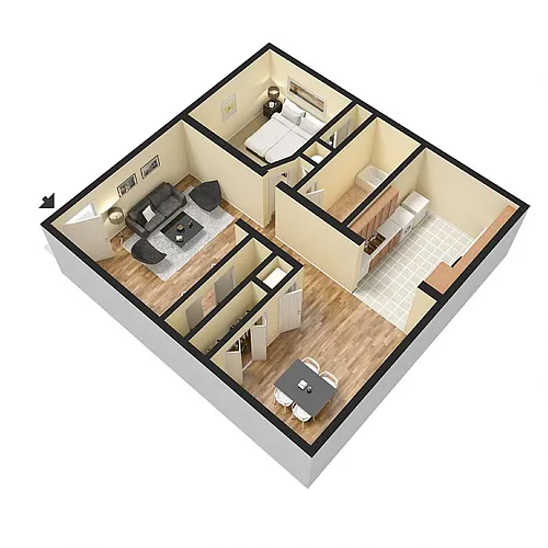 Floor plan A2 One Bedroom Renovated