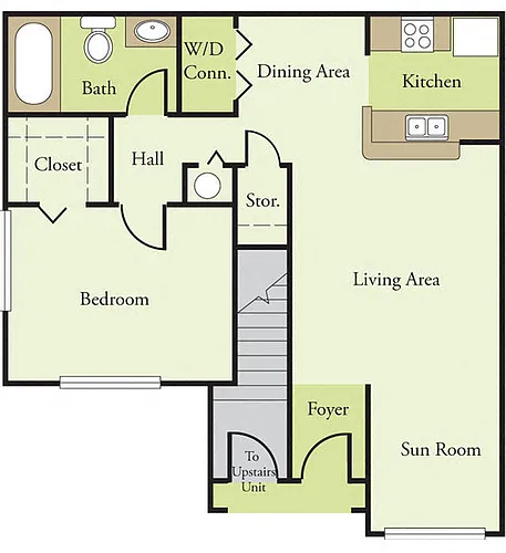 Floor plan One Bedroom One Bath A1 60%