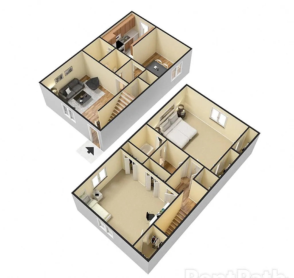 Floor plan B2 Two Bedroom Townhome