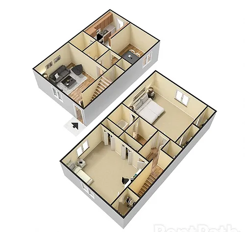 Floor plan B2 Two Bedroom Townhome
