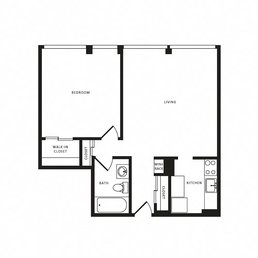Floor plan 1 Bed/1 Bath-A12 Classic