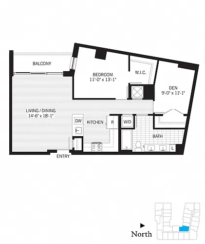 Floor plan 1 Bed - 1 Bath | ad02