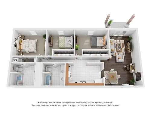 Floor plan 3 Bedroom 2 Bath