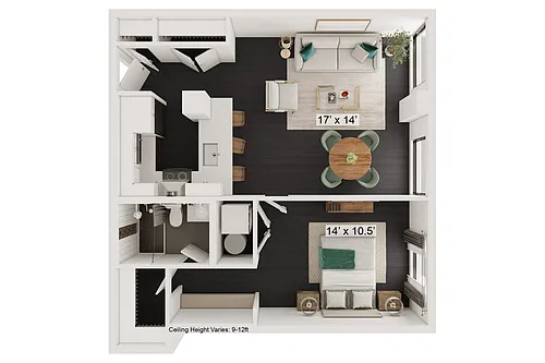 Floor plan Tiffany - 1 Bed, 1 Bath