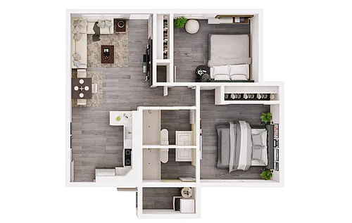 Floor plan Two Beds, Two Baths