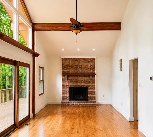 Bright modern living room with fireplace