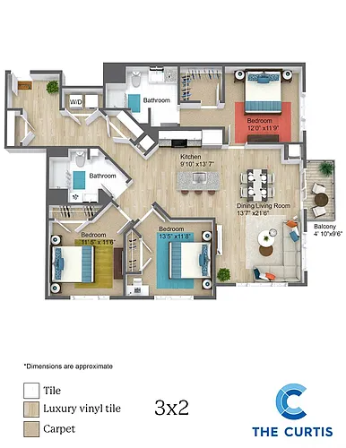 Floor plan Three Bedroom Two Bathroom