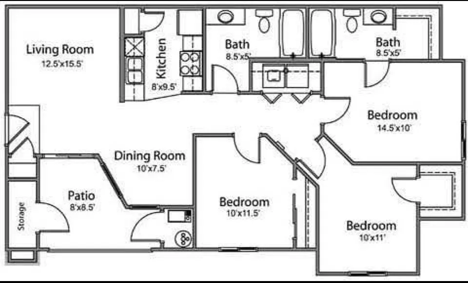 Floor plan 3 Bedroom 2 Bathroom