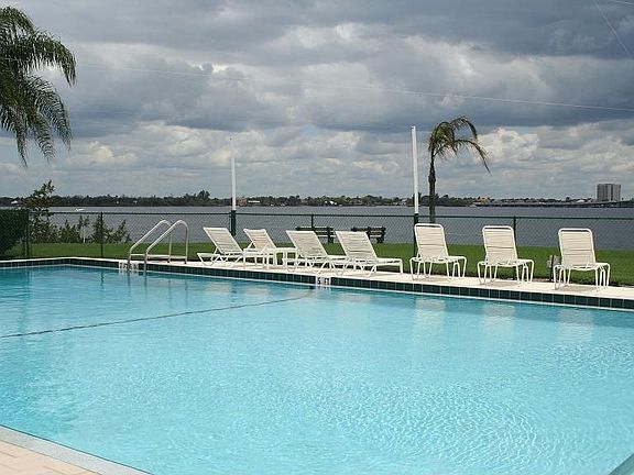 Heated pool overlooks the river