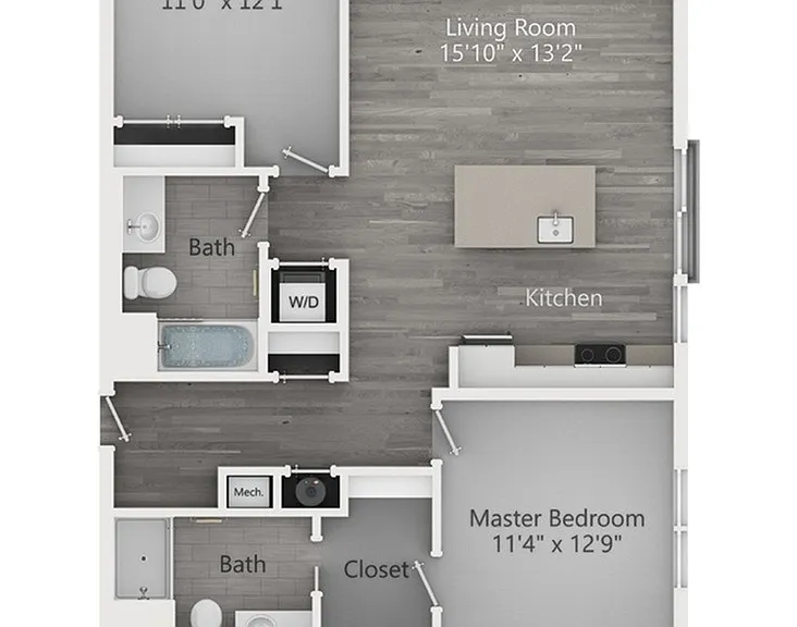 Two Bedroom Two Bathroom (1057 SF) Two Bedroom Two Bathroom (1057 SF)