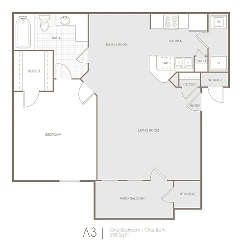 Floor plan Cypress 1 Bed 1 Bath