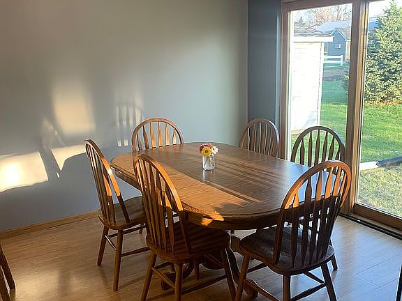 Dining area with patio door