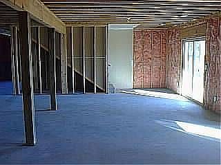 Family room in Unfinished Basement