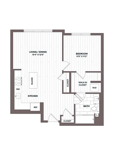 Floor plan 1 Bed/1 Bath - A4 Bldg C