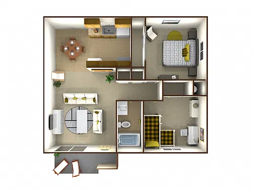 Floor plan 2 Bed / 1 Bath: Type B