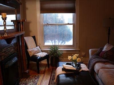 study with fireplace