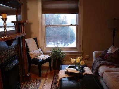 study with fireplace