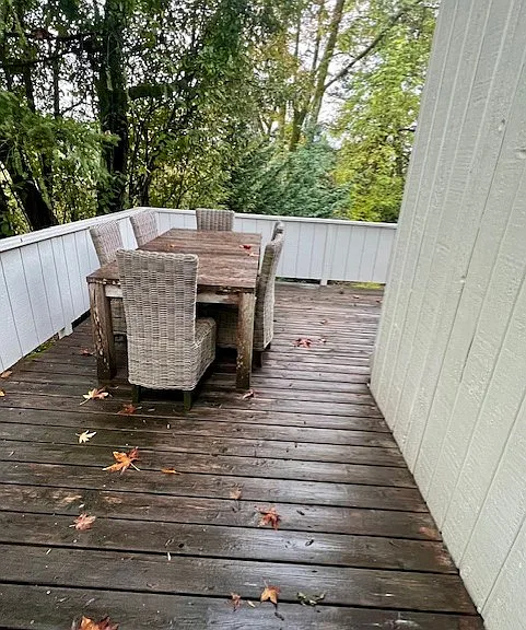 Small private deck area outside front door for your use and enjoyment.