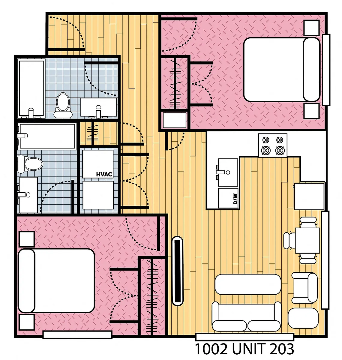 Floor plan 2 Bed | 2 Bath