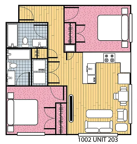 Floor plan 2 Bed | 2 Bath