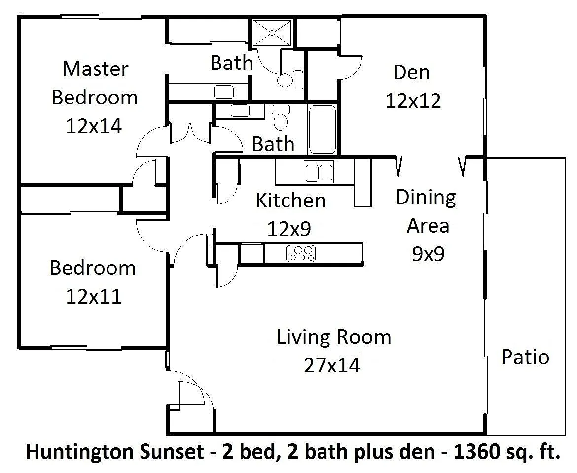 Floor plan 2 Bed plus Den 2 Bath-Plank Flr-Stackable WD Cnxs