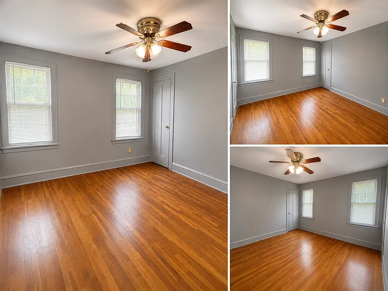 Master bedroom pictured, wood flooring throughout, natural lighting. This bedroom includes access to finished attic. (See later picture)