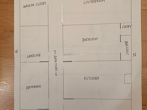 Floor plan of the entire unit (please disregard the "W" on the left side, it should be "S" for "South")