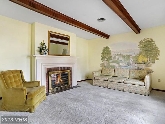 See through fireplace to family room