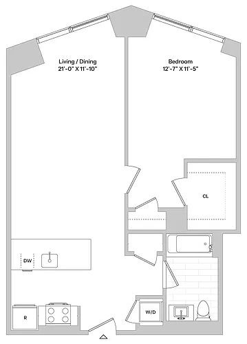 Floor plan A11 | 1 Bed | 1 Bath