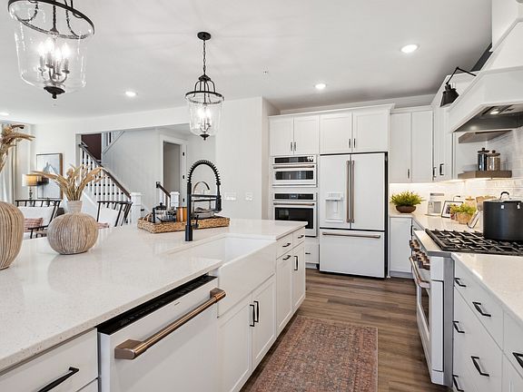 Kitchen with apron front sink